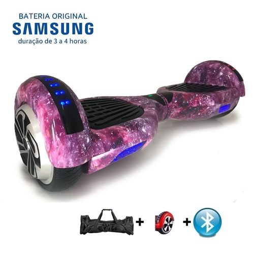 Hoverboard 6.5 Purple Space com Bluetooth Led Bateria Samsung e Bolsa - Espaço Lilas Rosa é bom? Vale a pena?