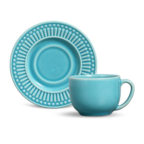 Jogo de Xícaras de Chá Roma Porto Brasil Cerâmica Azul Claro 197ml 6 Peças é bom? Vale a pena?