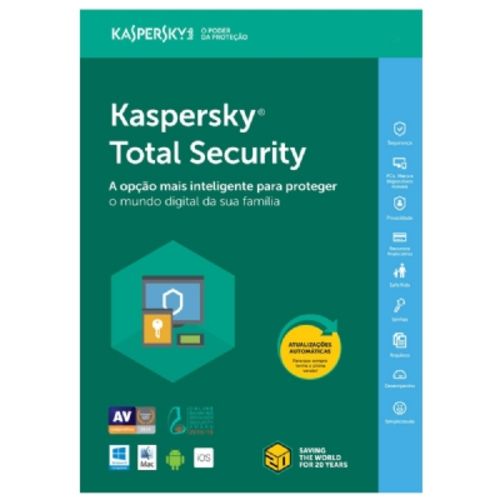 Kaspersky Total Security 2018 - Multidispositivos - 3 Dispositivos 1 Ano é bom? Vale a pena?