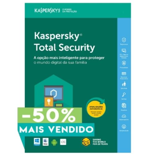 Kaspersky Total Security 2018 - Multidispositivos - 3 Dispositivos 1 Ano (via Download) é bom? Vale a pena?
