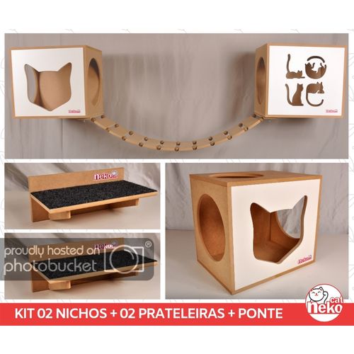 Kit 02 Nichos Gatos + 02 Prat Arranhador + Ponte - Mdf Cru - Frente Branca - Love + Face Cat - Cj 5 Pc é bom? Vale a pena?
