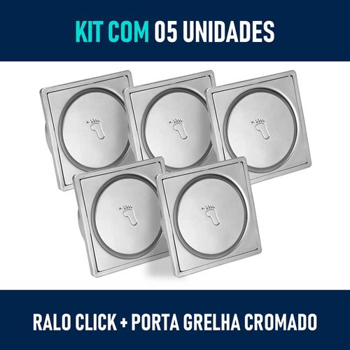 Kit 05 - Ralo Click de Inox 10x10 Cm + Porta Grelha Cromado é bom? Vale a pena?