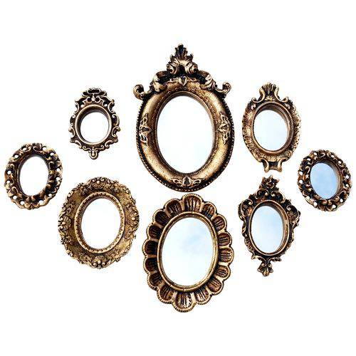 Kit 8 Espelhos Decorativos de Parede Molduras Rococó de Resina Ouro Envelhecido - Pop Decorei é bom? Vale a pena?