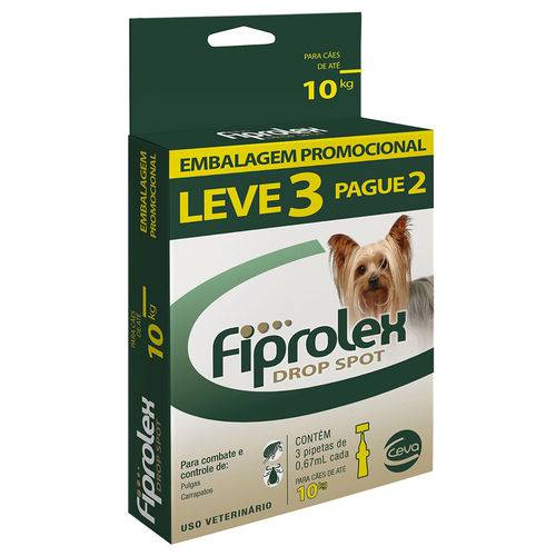 Kit Antipulgas Ceva para Cães Até 10kg Fiprolex Drop Spot Leve 3 Pague 2 é bom? Vale a pena?