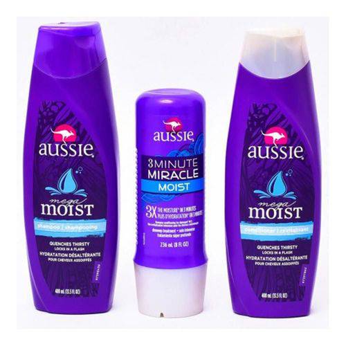 Kit Aussie 3 Minute Moist - Shampoo 400ml - Condicionador 400ml- 236ml é bom? Vale a pena?