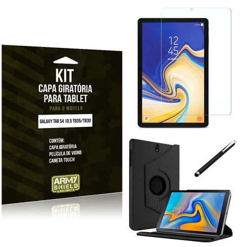 Kit Capa Giratória Galaxy Tab S4 10.5 T835/T830 Capa Giratória + Película de Vidro + Caneta Touch - Armyshield é bom? Vale a pena?