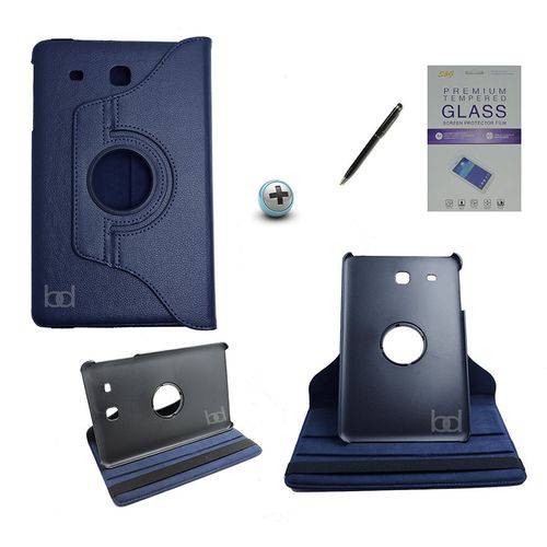 Kit Capa para Galaxy Tab e 9.6 T560/T561 Giratória 360 + Película de Vidro + Caneta Touch (Azul Escu é bom? Vale a pena?