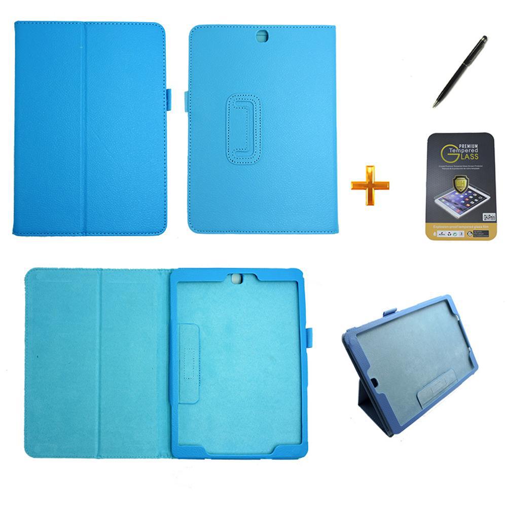 Kit Capa Para Galaxy Tab S2 9.7 T810/T815 Carteira + Película De Vidro + Caneta Touch (Azul) é bom? Vale a pena?