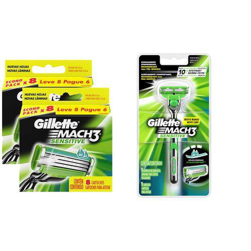 Kit Carga Gillette Mach3 Sensitive com 16 Unidades + 1 Aparelho de Barbear Gillette Mach3 Sensitive é bom? Vale a pena?