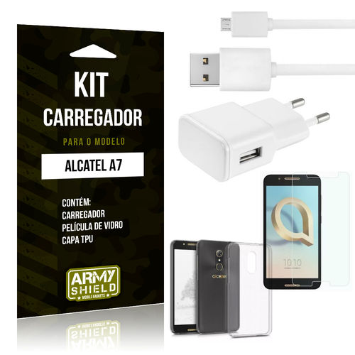 Kit Carregador Tomada Alcatel A7 Carregador Tomada + Capa + Película - Armyshield é bom? Vale a pena?