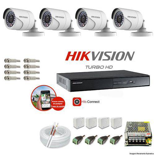 Kit Cftv 4 Câmeras Hikvision Dvr 8 Canais Ds-7208 Acessórios é bom? Vale a pena?