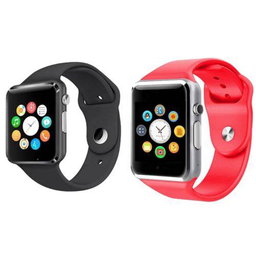 Kit com 02 Relógios Smartwatch A1 Touch Bluetooth Pedômetro Gear Chip - Preto e Vermelho é bom? Vale a pena?