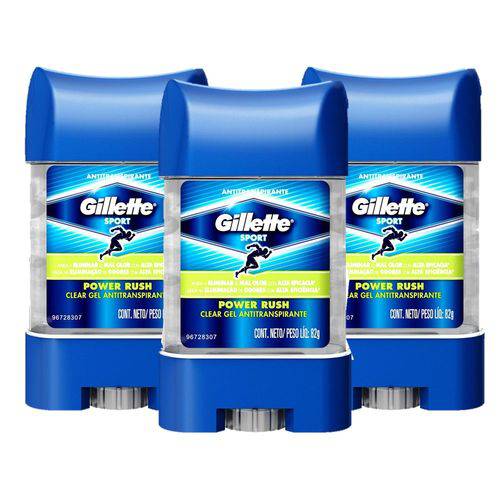 Kit com 3 Desodorantes Gillette Clear Gel Power Rush 82g é bom? Vale a pena?