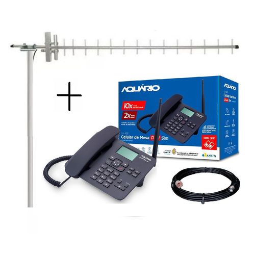 Kit Completo de Telefone Rural Desbloqueado Aquário CA-42S + Antena de Celular + Cabo 10 Metros é bom? Vale a pena?