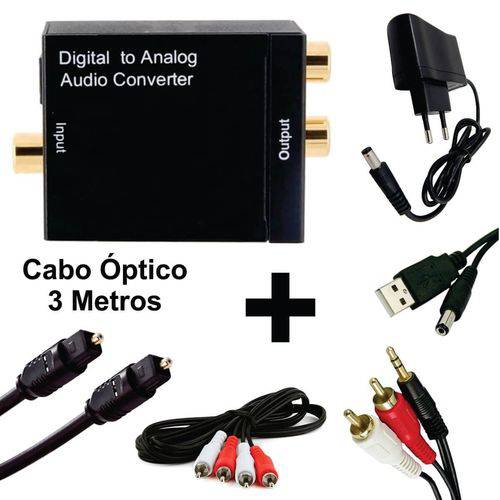 Kit Conversor Áudio Digital para Rca + Cabo Óptico Toslink 3 Mts + Cabo Áudio Rca X Rca e Rca X P2 é bom? Vale a pena?