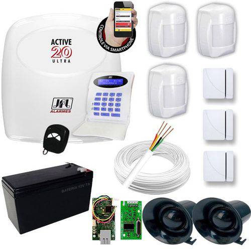 Kit de Alarme Residencial e Comercial JFL com 1 Central Active 20 Ultra Monitorada + 6 Sensores é bom? Vale a pena?