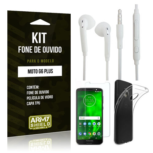 Kit Fone de Ouvido Moto G6 Plus Fone + Película + Capa - Armyshield é bom? Vale a pena?