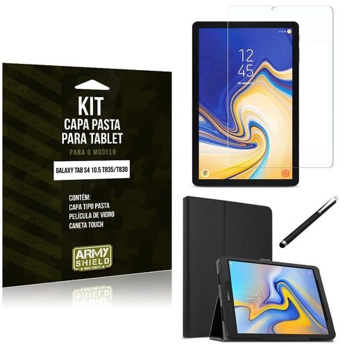 Kit Galaxy Tab S4 10.5 T835/T830 Capa Pasta + Película de Vidro + Caneta Touch - Armyshield é bom? Vale a pena?