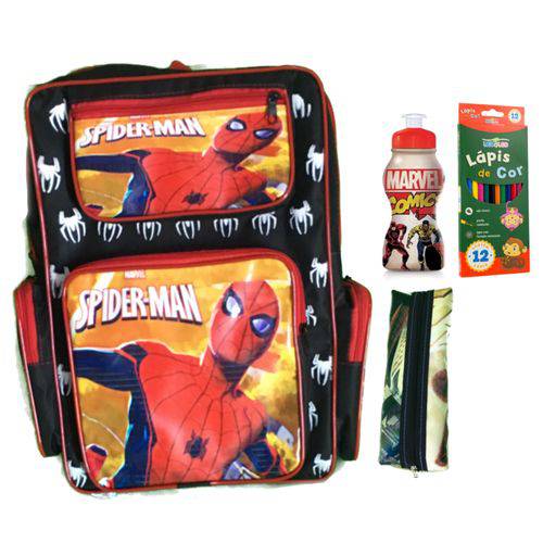 Kit Homem Aranha Spider Man Mochila de Costas Grande + Estojo + Garrafinha + Lápis de Cor é bom? Vale a pena?