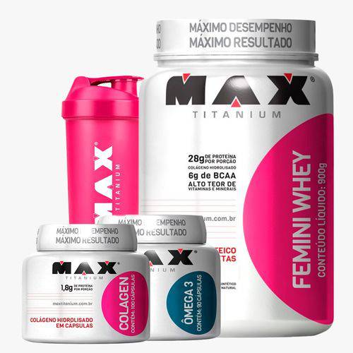 Kit Max Titanium - Femini Whey + Collagen + Ômega 3 + Coq. é bom? Vale a pena?