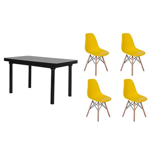 Kit Mesa de Jantar França 110x80 Preta + 04 Cadeiras Charles Eames - Amarela é bom? Vale a pena?