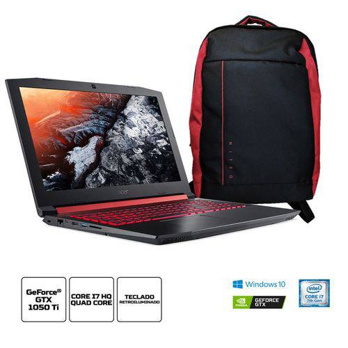 Kit:Notebook Gamer Acer Nitro 5 AN515-51-78D6 Core I7 16GB 1TB 15.6" GTX 1050Ti Win10+Mochila Nitro é bom? Vale a pena?