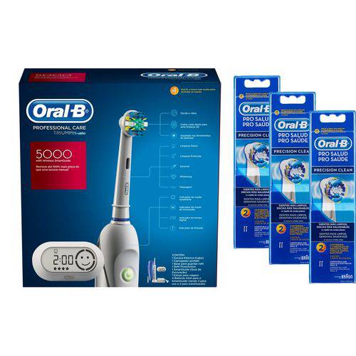 Kit Oral-B Escova Elétrica Precision Care 5000 D34 110V + 6 Refis Precision Clean é bom? Vale a pena?