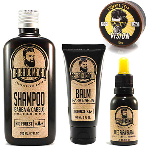 Kit para Barba e Cabelo Shampoo Oleo Balm + Pomada é bom? Vale a pena?