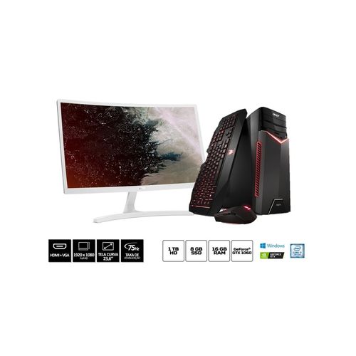 Kit PC Gamer Acer BR13 Corei7 16GB RAM 1TBHD SSD 8GB GTX1060 Win10 + Monitor Curvo ED24 75hz FullHD é bom? Vale a pena?