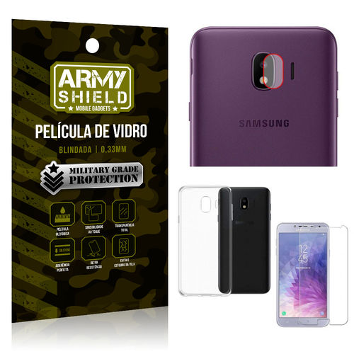 Kit Película de Lente Câmera + Película de Vidro + Capa Silicone Samsung Galaxy J4 - Armyshield é bom? Vale a pena?