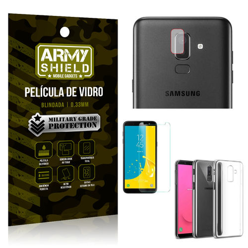Kit Película de Lente Câmera + Película de Vidro + Capa Silicone Samsung Galaxy J8 - Armyshield é bom? Vale a pena?