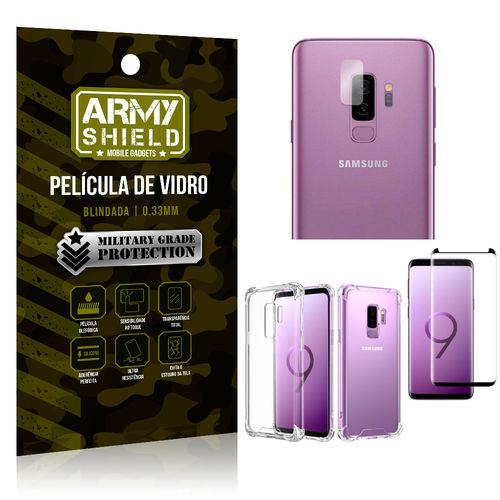 Kit Película de Lente + Película de Vidro + Capa Silicone Samsung Galaxy S9 Plus - Armyshield é bom? Vale a pena?
