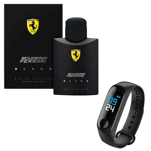 Kit Perfume Ferrari Black 200ml com Relógio Smartband M3 Lançamento é bom? Vale a pena?