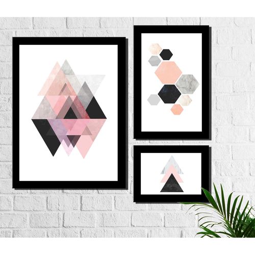 Kit 3 Quadros Decorativos Geométrico Triângulos Rosa é bom? Vale a pena?