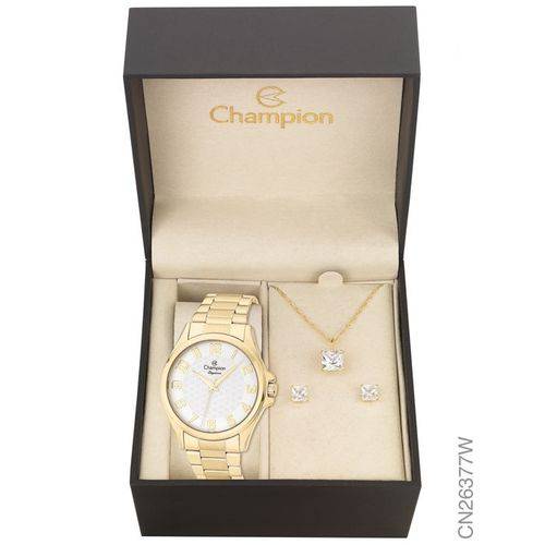 Kit Relógio Champion Dourado Feminino Cn26377w + Brincos e Colar é bom? Vale a pena?