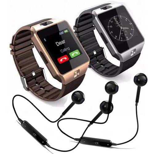 Kit 2 Relógios Smartwatch Dz09 + 2 Fone Bluetooth - Original Touch Bluetooth Gear Chip - Preta é bom? Vale a pena?