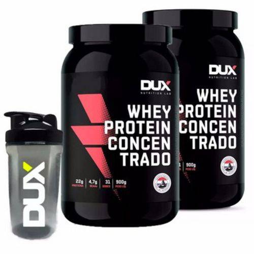 Kit 2x Whey Protein Concentrado 900g + Shaker - Dux Nutrition é bom? Vale a pena?
