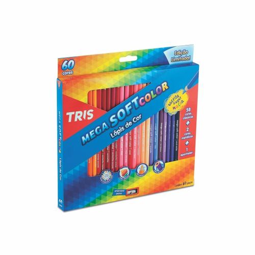 Lápis Cor Tris Mega Soft Color 60 Cores + Apontador é bom? Vale a pena?
