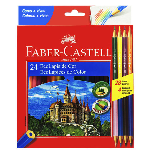 Lapis de Cor Faber Catell 24 Cores com 4 Cores Bicolor é bom? Vale a pena?