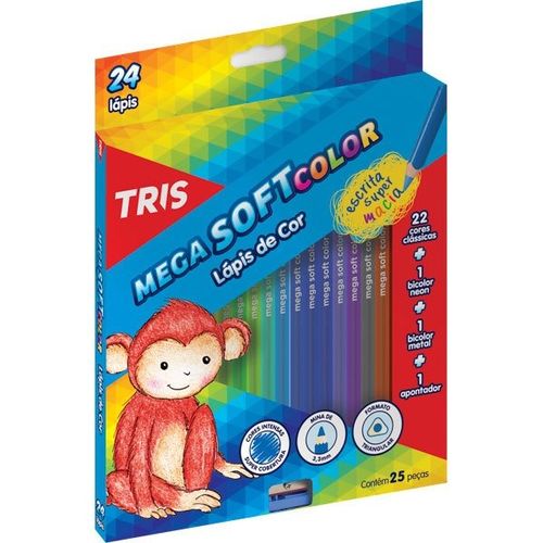 Lápis de Cor Mega Soft Color 24 Cores + Apontador Tris é bom? Vale a pena?