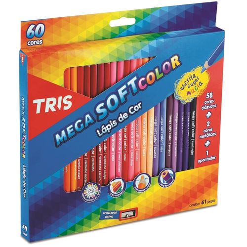 Lápis de Cor Mega Soft Color 60 Cores + Apontador Tris é bom? Vale a pena?