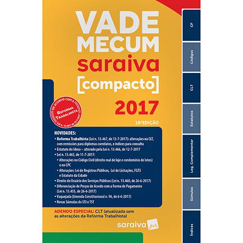 Livro - Vade Mecum Saraiva Compacto Brochura 2017 18ª Edição é bom? Vale a pena?