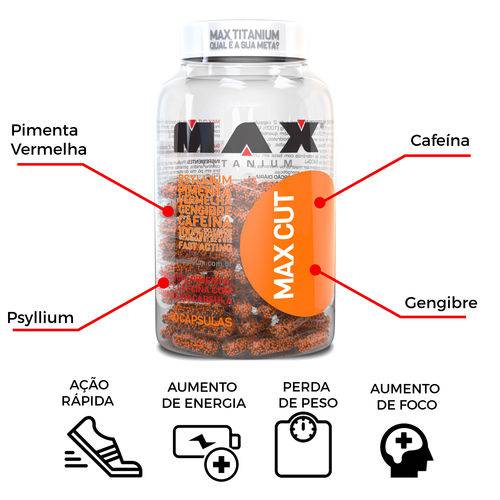 Max CUT Termogênico Cafeína+ Psyllium+ Gengibre+ Pimenta Vermelha é bom? Vale a pena?