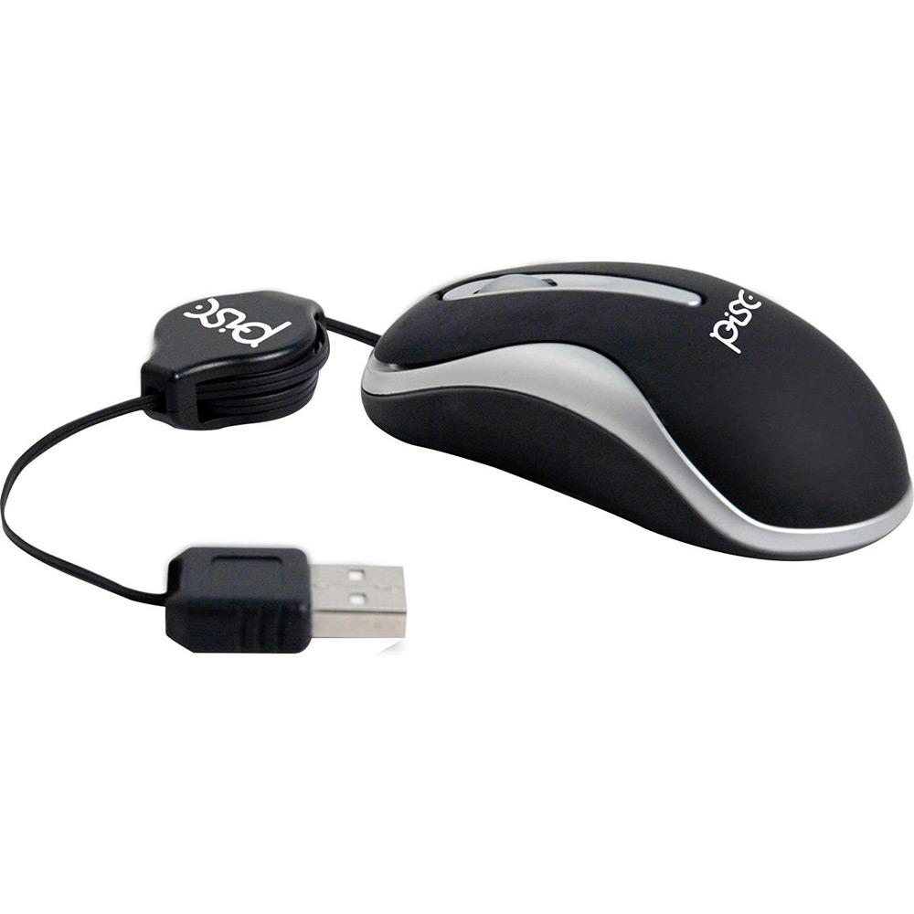 Mini Mouse Óptico Retrátil Emborrachado USB 1811 Preto e Prata - Pisc é bom? Vale a pena?
