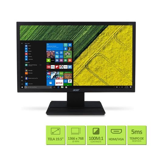 Monitor Acer LCD Widescreen 19.5´ Hdm, Vga 5 Ms, HD, V206hql é bom? Vale a pena?