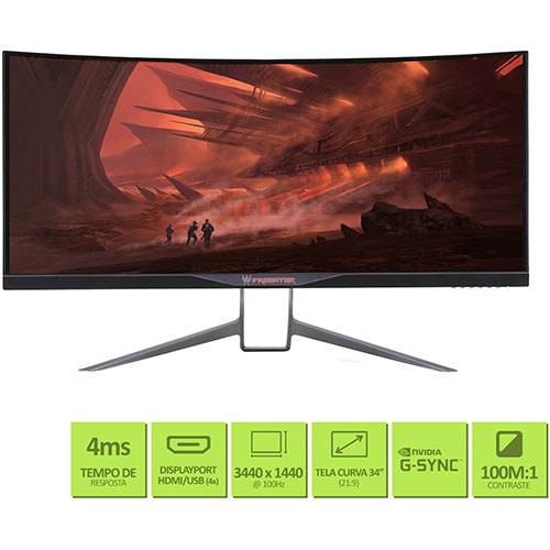 Monitor Gamer LCD 34" Predator Curvo Ultrawide Overclocking X34 - Acer é bom? Vale a pena?