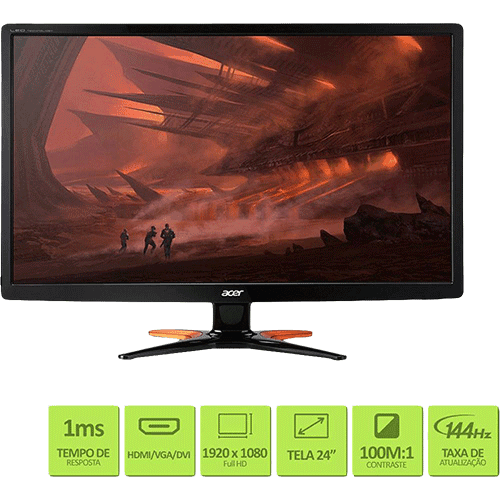 Monitor Gamer LED 24" 1ms 144hz Widescreen GN246HL - Acer é bom? Vale a pena?