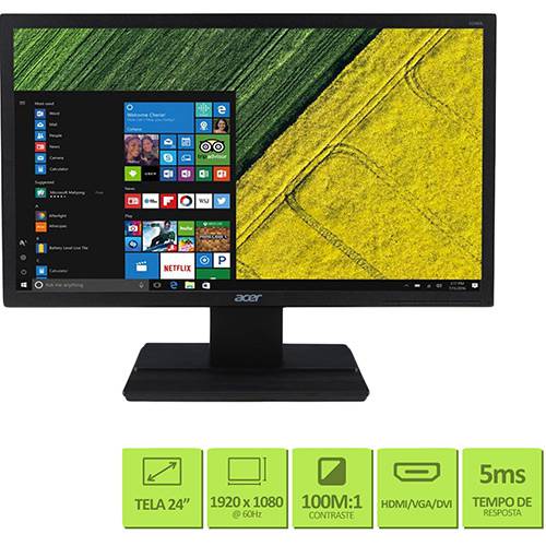 Monitor LED 24" Acer V246HQL Full HD é bom? Vale a pena?