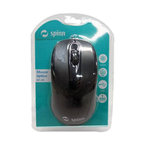 Mouse Optico USB 1000dpi Spinn Preto Mp200 Blister é bom? Vale a pena?