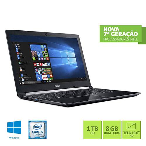 Notebook Acer A515-51-56K6 Intel Core I5 8GB 1TB Tela LED 15.6" Windows 10 - Preto é bom? Vale a pena?